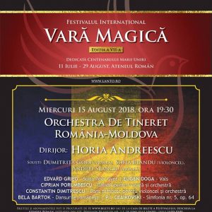 15 AUGUST 2018, ora 19:30, Ateneul Român  Orchestra de Tineret România – Moldova