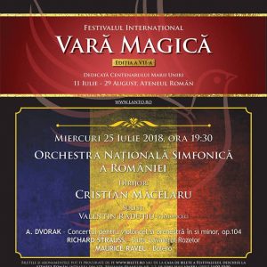 25 IULIE 2018, ora 19:30, Ateneul Român  Orchestra Națională Simfonică a României