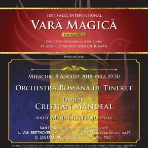 8 AUGUST 2018, ora 19:30, Ateneul Român  Orchestra Română de Tineret